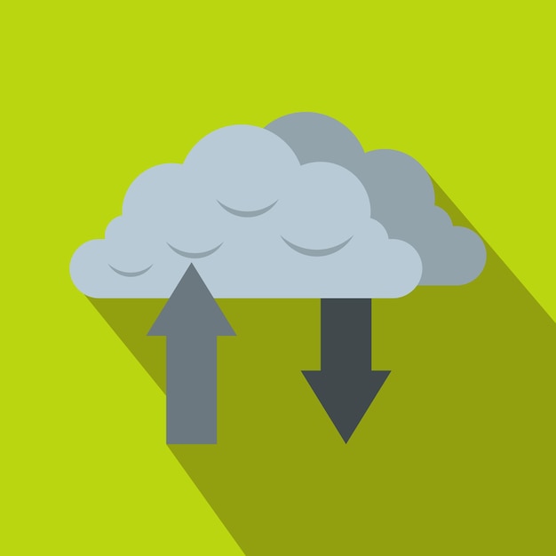 Nuvens com ícone de setas em estilo plano sobre um fundo verde