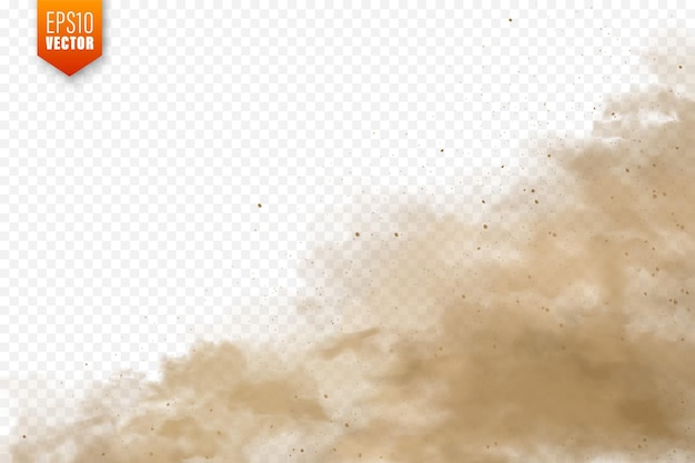 Nuvens de poeira realistas tempestade de areia poluída ar sujo marrom ilustração vetor de smog
