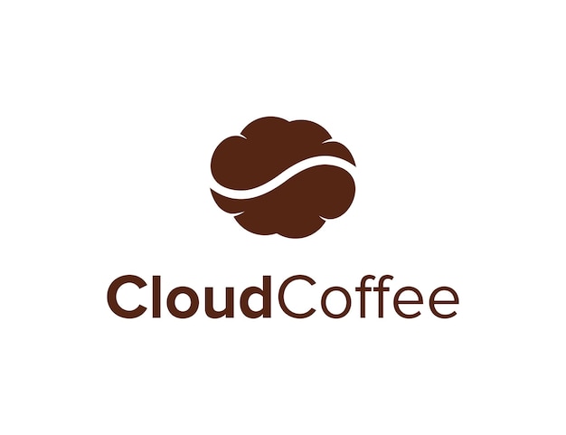 Nuvens e grão de café simples, elegante, criativo, geométrico, moderno, design de logotipo