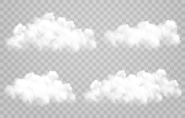 Nuvens realistas em fundo transparente