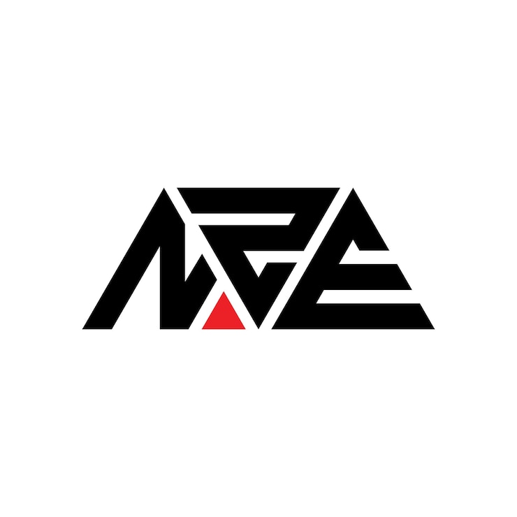 Vetor nze triângulo letra logotipo design com forma de triângulo nze logotipo triângulo design monograma nze vector triângulo logotipo modelo com cor vermelha nze logótipo triangular simples elegante e luxuoso nze
