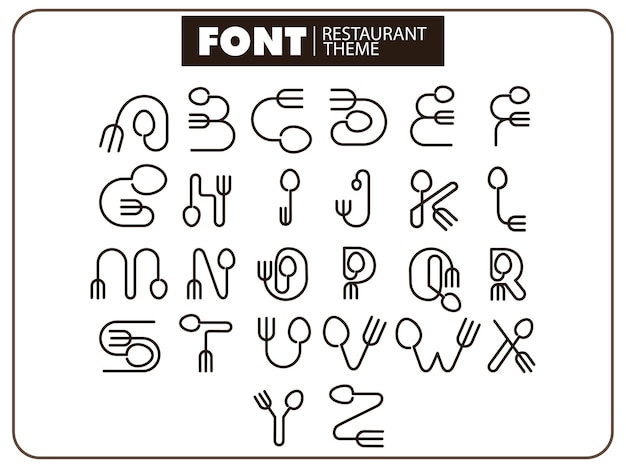 Vetor o alfabeto em forma de colher e garfo