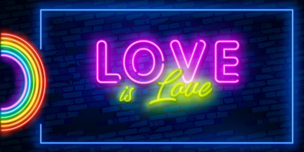 O amor é amor neon texto lgbt