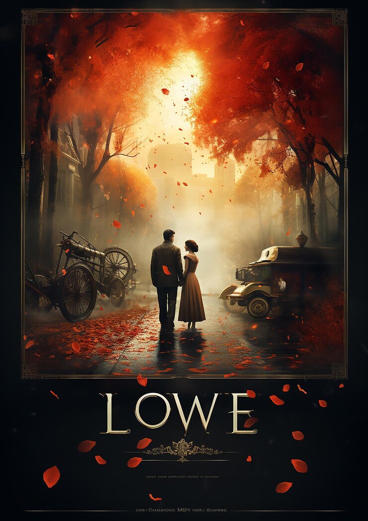 Vetor o amor num cartaz de um filme