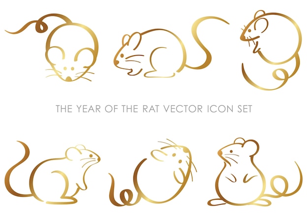 Vetor o ano do símbolo do zodíaco rato ilustração vetorial conjunto isolado em um fundo branco.