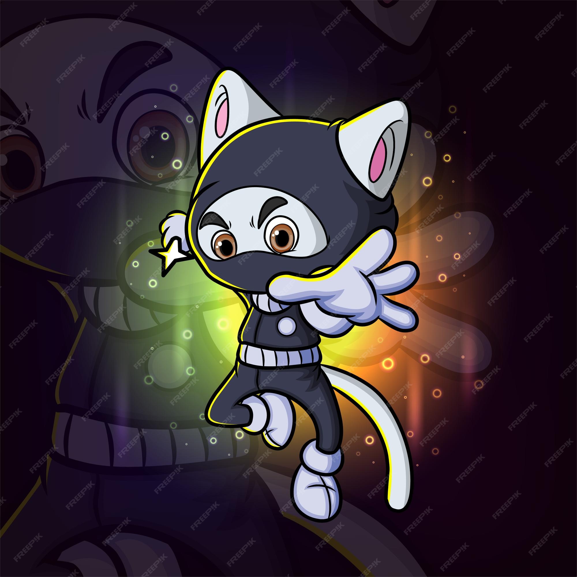 O Ataque De Gato Ninja Com O Logotipo Do Projeto Mascote De