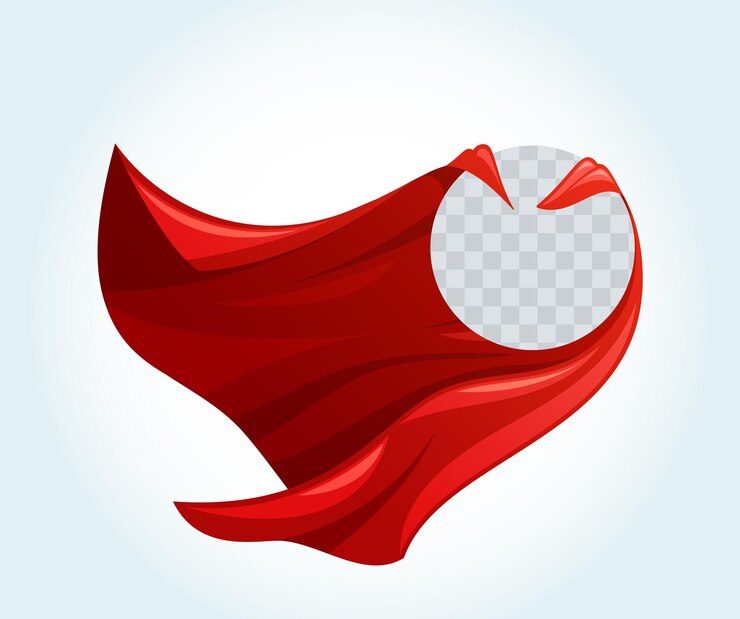 Vetor o audaz manto vermelho do super-herói ondula com poder o seu tecido vermelho fluindo majestosamente atrás