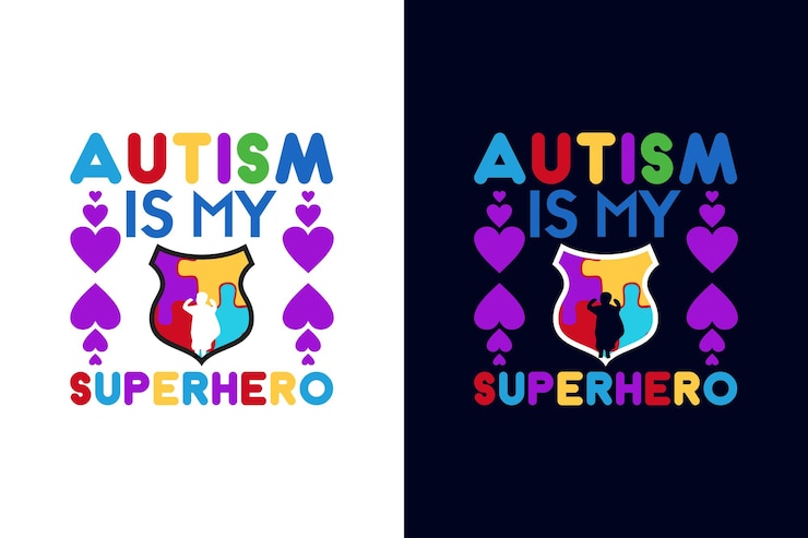 Vetor o autismo é minha superpotência modelo de design de camiseta de conscientização do autismo