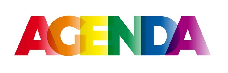 Vetor o banner da palavra agenda vector com o texto colorido arco-íris