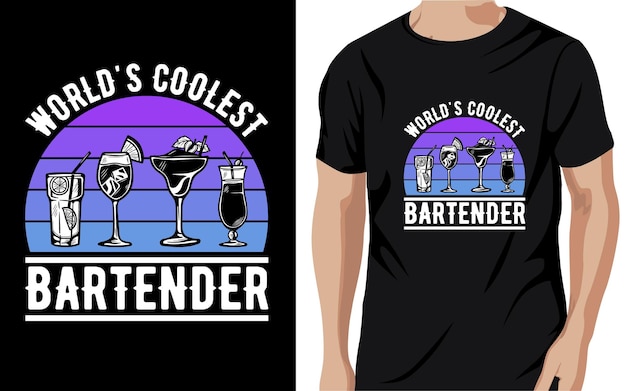 Vetor o bartender mais legal do mundo cita camiseta pôster tipográfico slogan design vetor