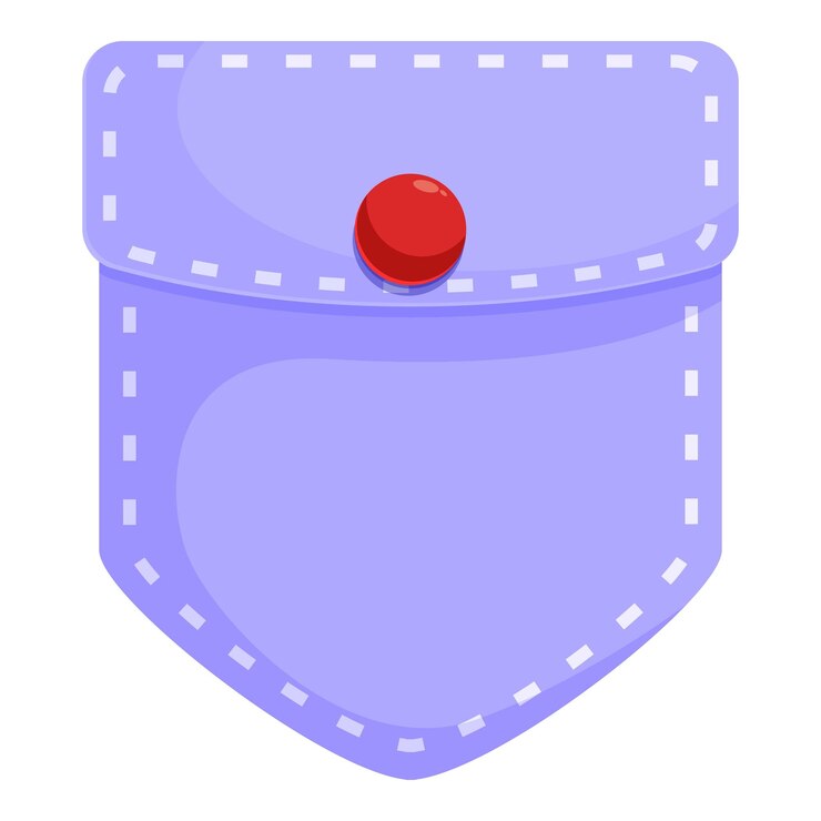 Vetor o bolso roxo com o botão vermelho está a segurar algo.