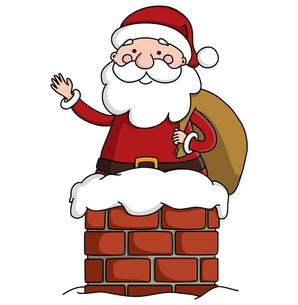 O bonito Papai Noel desce pela chaminé Ilustração de desenhos animados