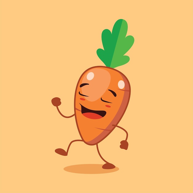 O bonito personagem de cenoura a caminhar