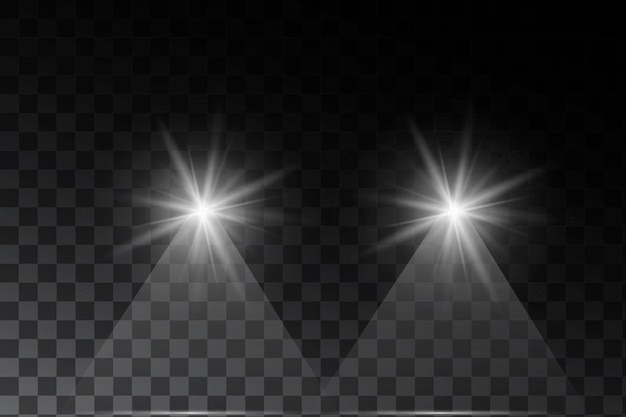 O brilho das estrelas Efeito de brilho de duas estrelas Estrelas brilhantes em um fundo preto Flash Light