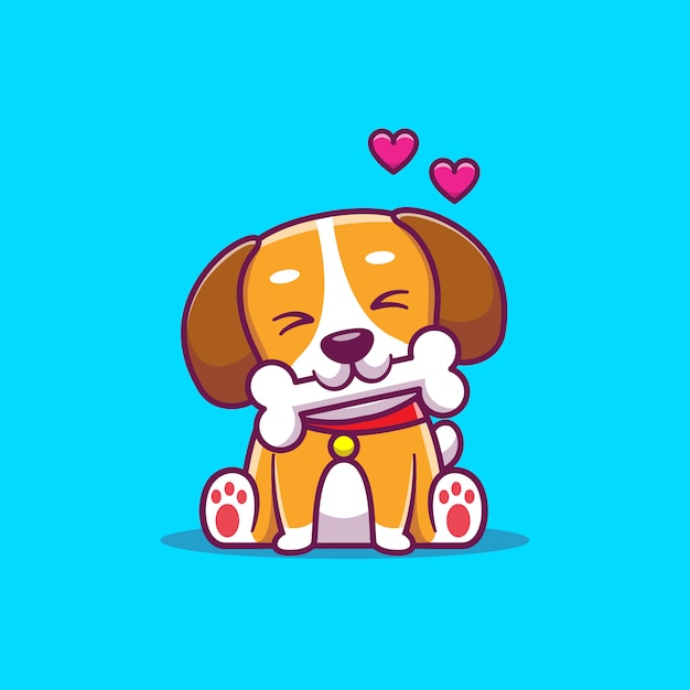 O cão bonito come o osso