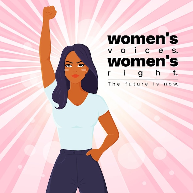 O cartaz mostra o poder e os direitos das mulheres