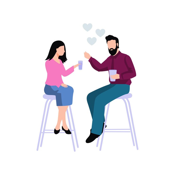 Vetor o casal está bebendo suco