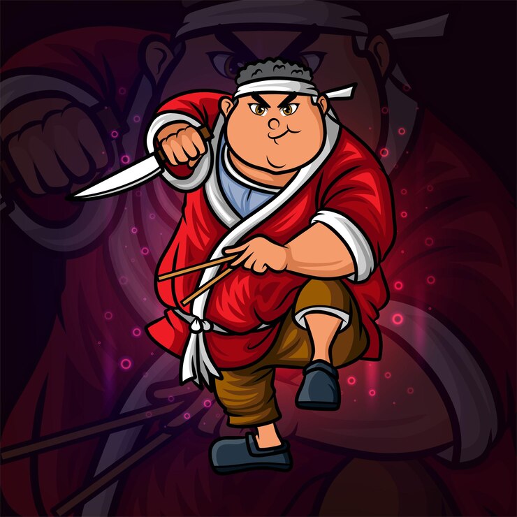 Vetor o chef profissional com o design do logotipo do chopstick e da faca esport de ilustração