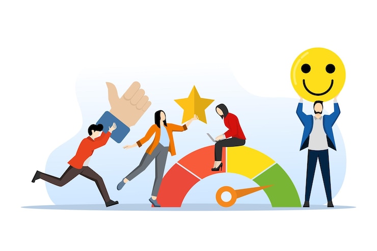Vetor o conceito de dedicação da equipe ou satisfação no trabalho com compromisso com o sucesso da empresa