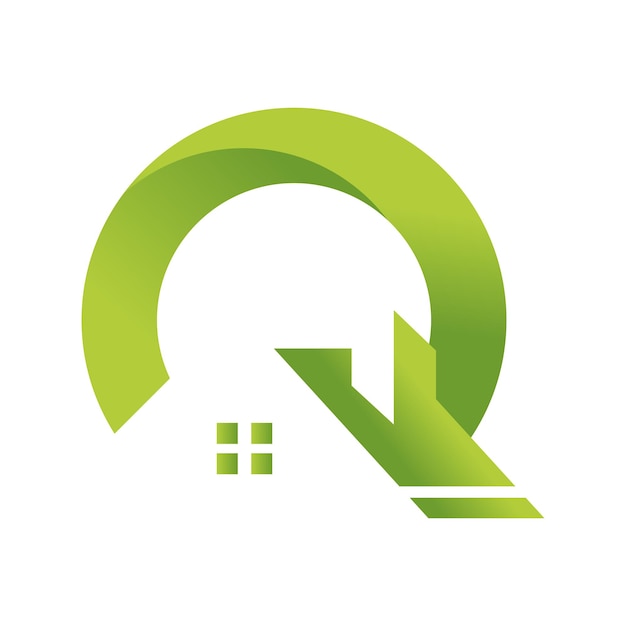 O conceito de design da letra O e do logotipo da casa verde isolado em um fundo branco