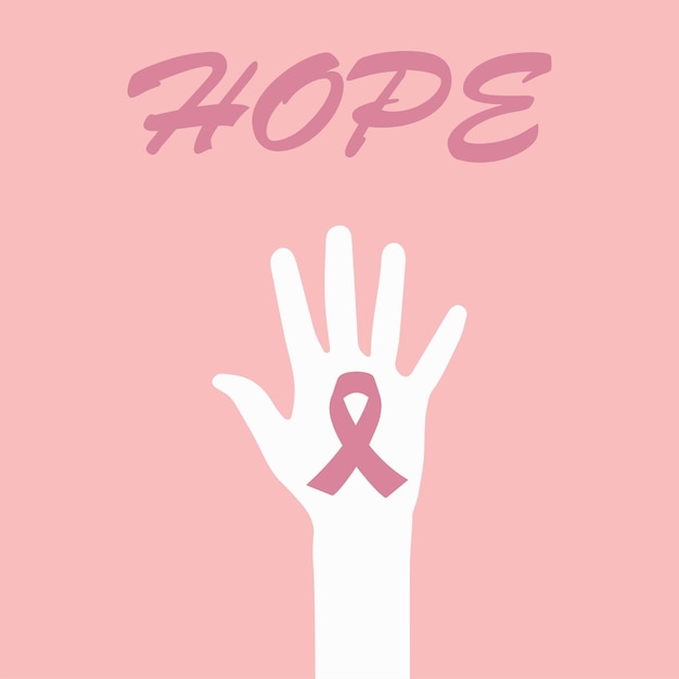 O conceito de esperança e apoio. A fita rosa é um símbolo da conscientização do câncer de mama