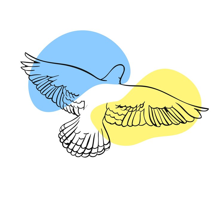 Vetor o conceito de paz na ucrânia sob a forma de uma pomba e as cores da bandeira nacional