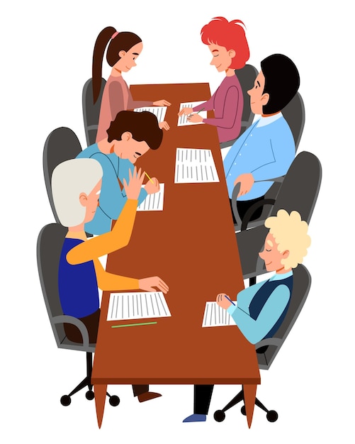 O conceito de uma reunião de trabalho de colegas à mesa