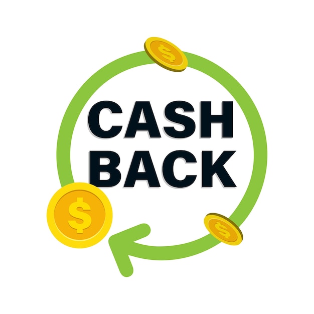 O conceito do programa de fidelidade Cash back. Modelo de logotipo em dinheiro de volta.