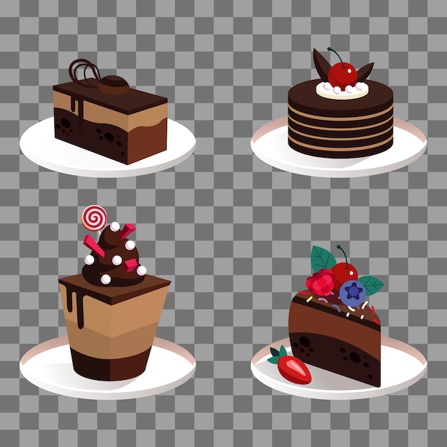 o conjunto de doces de bolo de chocolate delicioso design vetorial png