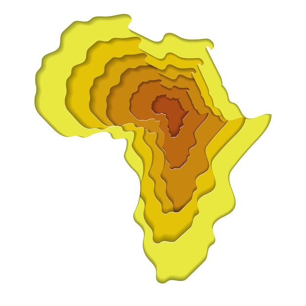 Vetor o continente africano no estilo de corte de papel