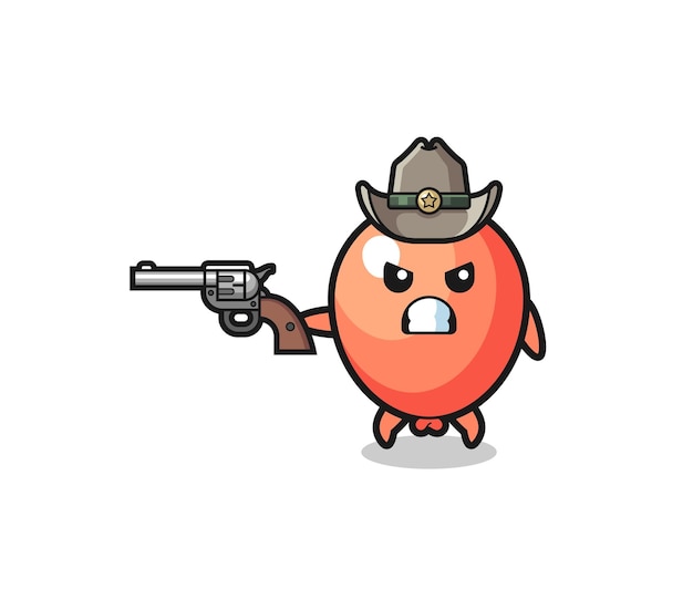 O cowboy balão atirando com uma arma