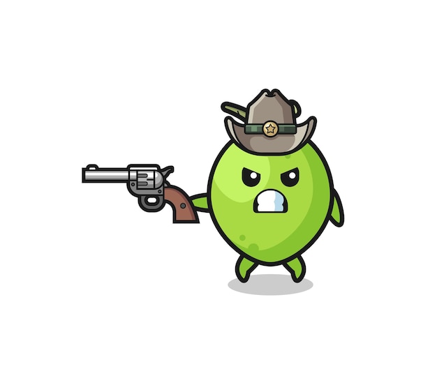 O cowboy de coco atirando com uma arma