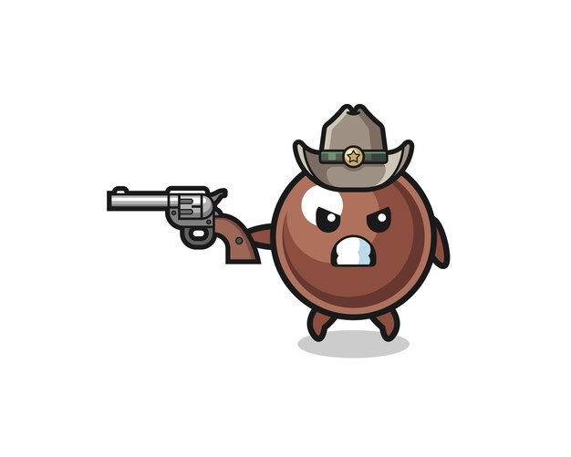 Vetor o cowboy de pérola de tapioca atirando com uma arma