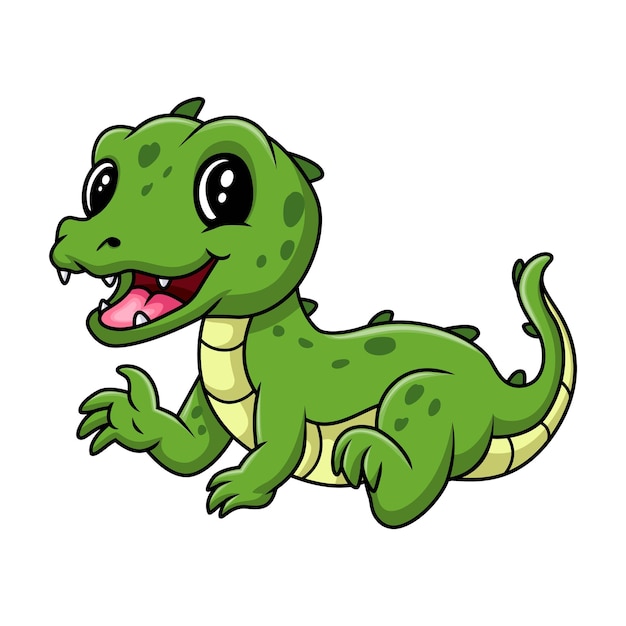 Vetor o crocodilo feliz dos desenhos animados está rastejando