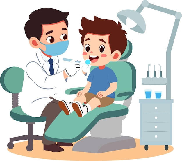 O dentista que cuida da cavidade dentária das crianças