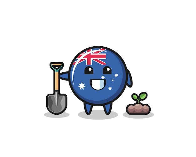 O desenho bonito da bandeira da austrália está plantando um design bonito da semente da árvore