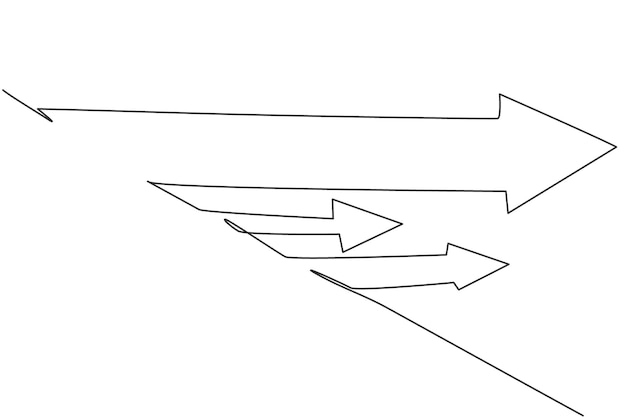 Vetor o desenho contínuo de uma linha mantém o sinal gráfico de setas positivas avançando símbolo de progresso de sucesso