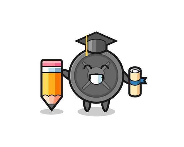O desenho de ilustração de placa de barra é graduação com um lápis gigante