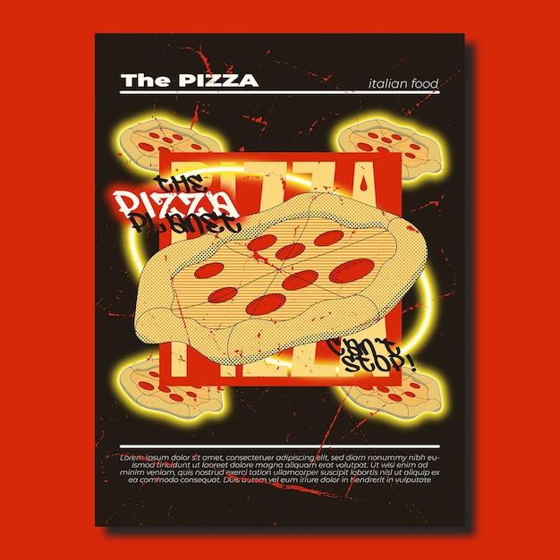 Vetor o desenho de roupas do cartaz da parede do planeta da pizza