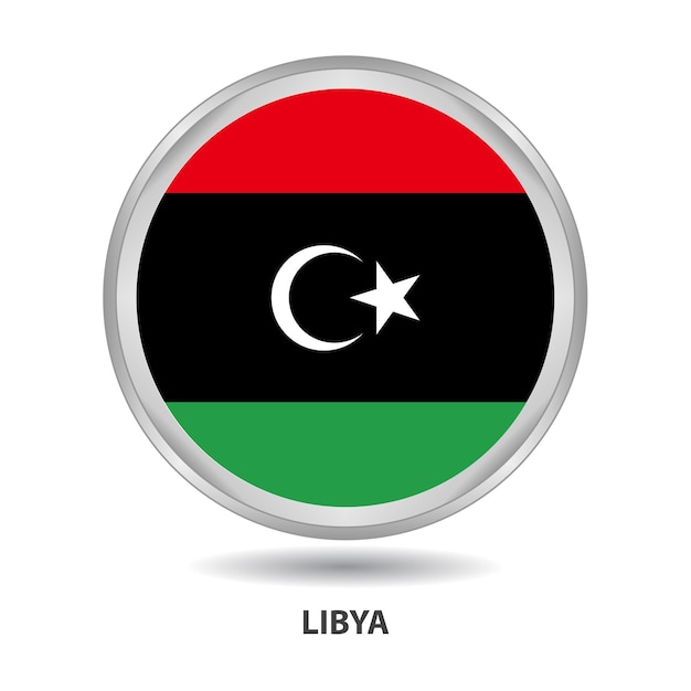 O design da bandeira redonda da líbia é usado como crachá, botão, ícone, pintura de parede