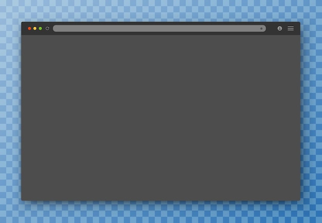 O design da janela do navegador da web em cinza sobre um fundo azul