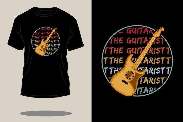 O design de camiseta retrô do guitarrista