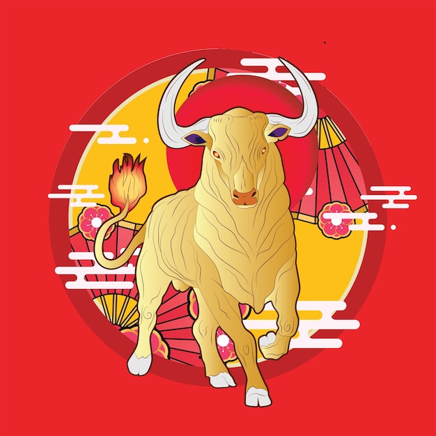 O design de ilustração de touros para sukajan é um pano ou camiseta tradicional do japão