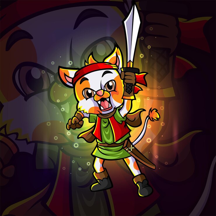 Vetor o design de ilustração do logotipo do fighter cat cub esport