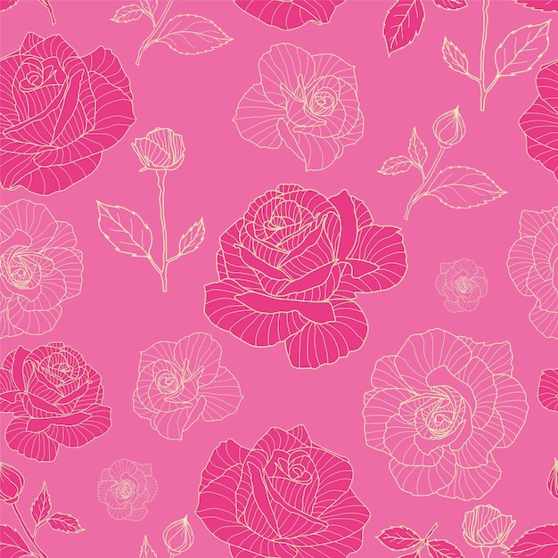 Vetor o design de padrão têxtil floral ótimo para projetos de scrapbooking de papel de parede de tecido retrô fundo rosa