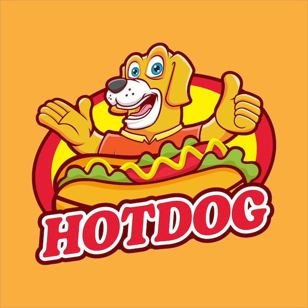 Vetor o design do logotipo do cachorro-quente com welcome smile dog