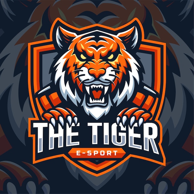 O design do logotipo do esport tigre zangado ilustração vetorial da mascote.