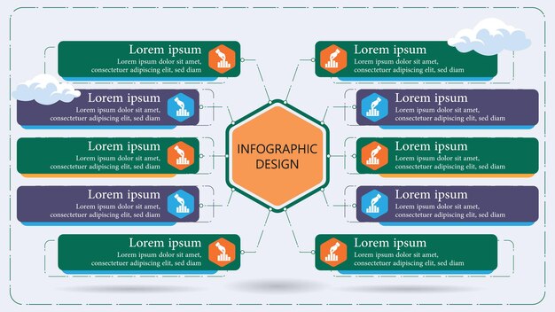 Vetor o design infográfico de elearning consiste em 10 ramos