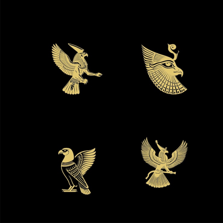 Vetor o deus egípcio horus logotipo modelo de design de ícone coleção de imagens do sagrado egípcio falcão bir