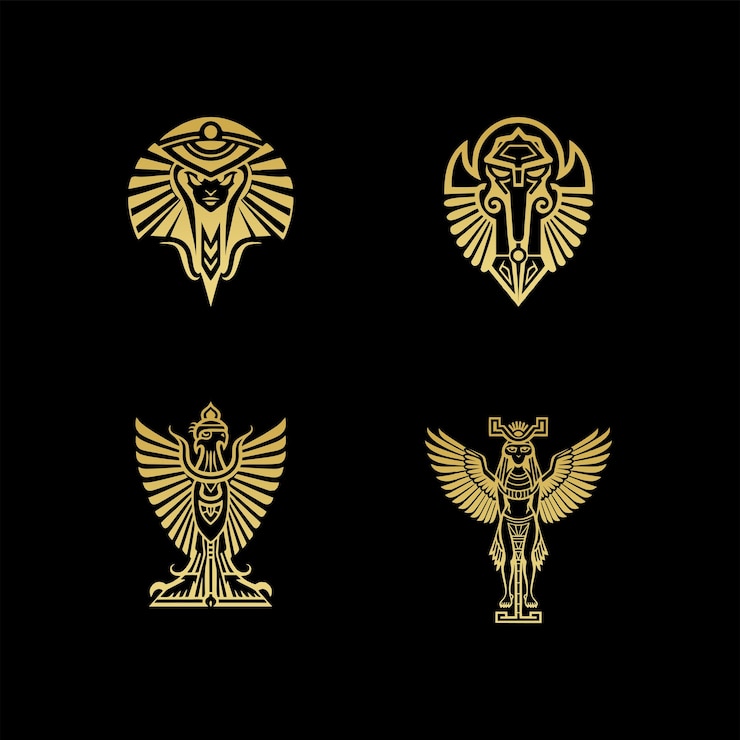 Vetor o deus egípcio horus logotipo modelo de design de ícone coleção de imagens do sagrado egípcio falcão bir